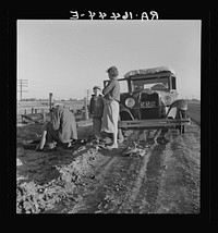 Migratory agricultrual worker family along California highway. U.S. 99. Sourced from the Library of Congress.