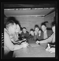 Farm Security Administration (FSA) camp for migratory agricultural workers. Farmersville, California. Meeting of the camp council. Sourced from the Library of Congress.