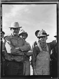[Untitled photo, possibly related to: Watching ball game. Shafter camp for migrants. California]. Sourced from the Library of Congress.