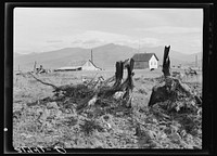Evanson new home, looking across land which has recently been cleared by . Priest River Valley, Bonner County, Idaho. See general caption 49, 54. Sourced from the Library of Congress.