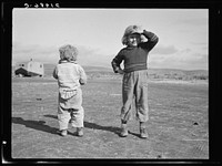 Migrant children. Merrill, Klamath County, Oregon. In unit of FSA (Farm Security Administration) mobile camp by Dorothea Lange