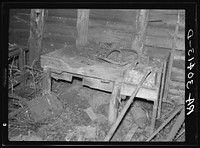 [Untitled photo, possibly related to: Remains of smith's forge. Abandoned lumber camp. Craigville, Minnesota] by Russell Lee