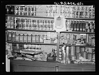 Interior of grocery store. Funkley, Minnesota by Russell Lee