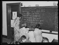 Rural schoolchildren and teacher. Williams County, North Dakota by Russell Lee