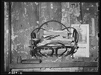 Magazine rack in home of FSA (Farm Security Administration) client who will move onto Transylvania Project. Louisiana by Russell Lee