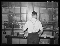 Weighing in truckload of sweet potatoes at starch plant. Laurel, Mississippi by Russell Lee