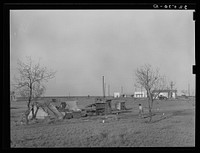 Camp of Mexican laborers working in and around El Indio, Texas. El Indio is a real estate development, rural and urban by Russell Lee