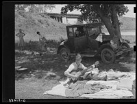 [Untitled photo, possibly related to: Camp of migrant workers near Prague, Oklahoma. Lincoln County] by Russell Lee