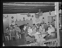 Boys at summer camp eating breakfast. El Porvenir, New Mexico by Russell Lee