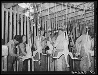 Picking turkeys at cooperative poultry house. Brownwood, Texas by Russell Lee