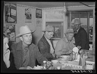 West Texans in eating house. Livestock auction, San Angelo, Texas by Russell Lee