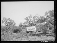 Character of a strip of land which is about twenty miles long and five miles wide. This land has an ample supply of underground water. It is sold for one hundred dollars an acre uncleared. Shallow wells supply water for irrigation. Truck farming will do well, according to the country agent. Tom Green County, Texas by Russell Lee