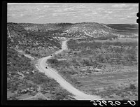[Untitled photo, possibly related to: Rocky, hilly country in Kimble County, Texas, which is best adapted to the grazing of sheep and goats] by Russell Lee