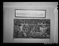 Wall decoration in home of FSA (Farm Security Administration) tenant purchase client in Maricopa County, Arizona by Russell Lee