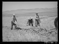 [Untitled photo, possibly related to: Members of the FSA (Farm Security Administration) cooperative ditcher. Box Elder County, Utah] by Russell Lee