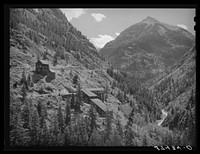 Abandoned gold mill along Million Dollar Highway immediately south of Ouray, Colorado in Ouray County by Russell Lee