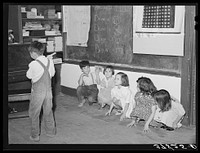 Start of the game "Hunting the Little Squirrels". Grade school, Concho, Arizona by Russell Lee