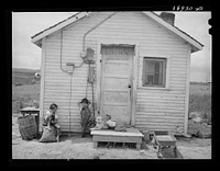 Front of house of the Ray Halstead family, FSA (Farm Security Administration) rehabilitation borrowers. Dead Ox Flat, Malheur County, Oregon. He rents his land by Russell Lee