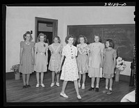 Style show by schoolgirls of dresses they made. 4-H Club Spring fair. Adrian, Oregon by Russell Lee