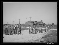 Schoolchildren playing at recess at the FSA (Farm Security Administration) farm workers' camp. Caldwell, Idaho by Russell Lee
