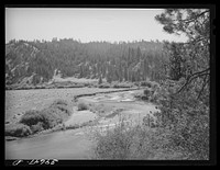 Scene in Garden Valley. Boise County, Idaho. In this mountain valley the farms are small and are devoted to general farming with accent on dairying by Russell Lee