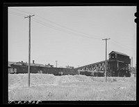 [Untitled photo, possibly related to: Coaling station on railroad at Nampa, Idaho] by Russell Lee