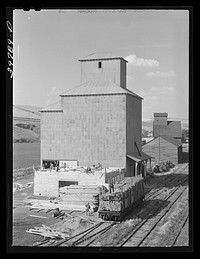 [Untitled photo, possibly related to: Adding new storage space to wheat elevator at Dayton, Washington. They were getting ready for a bumper crop] by Russell Lee