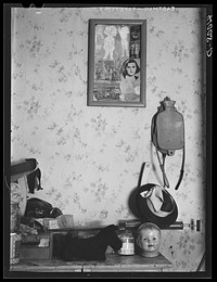 [Untitled photo, possibly related to: Interior of the home of FSA (Farm Security Administration) client Harry Handy. Scotland, Maryland]. Sourced from the Library of Congress.