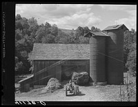 [Untitled photo, possibly related to: Silos and threshing operations along Route 15 near Liberty, Pennsylvania]. Sourced from the Library of Congress.