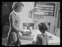 [Untitled photo, possibly related to: Two of the Reitz children putting the finishing touches on "lamb cake" made by Mrs. Reitz for sale at the Tri County Farmers Co-op Market, at Du Bois, Pennsylvania. On the Reitz farm near Falls Creek, Pennsylvania]. Sourced from the Library of Congress.