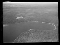 Potato seed foundation farm (left center) showing isolation from other potato fields (in background). See general caption on Aroostook County, caption number one. Sourced from the Library of Congress.