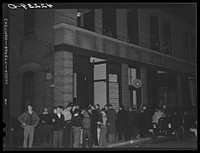 Crowds gathered around the "Norwich Express" newspaper office listening to the election returns. Norwich Connecticut. Sourced from the Library of Congress.