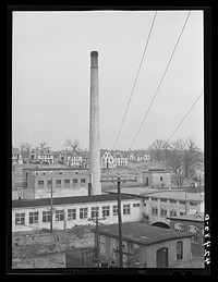 A textile mill and company houses in Uncasville, Connecticut. Sourced from the Library of Congress.