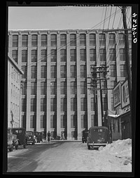 [Untitled photo, possibly related to: A vacant mill on a street in Lawrence, Massachusetts]. Sourced from the Library of Congress.