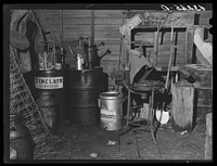 Oil cans and soldering equipment in barn on farm near Rockville, Maryland. Sourced from the Library of Congress.
