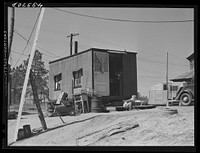 [Untitled photo, possibly related to: Trailer in a settlement for workers from Fort Bragg, near Manchester, North Carolina]. Sourced from the Library of Congress.