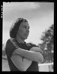Wife of a construction worker from Camp Croft. They live in a trailer camp near Spartanburg, South Carolina. Sourced from the Library of Congress.