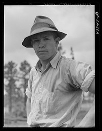 [Untitled photo, possibly related to: James Butler, one of the farmers who moved out of the Camp Stewart area to Hazlehurst Farms Inc. He was clearing land at twenty-five cents an hour. Hazlehurst, Georgia]. Sourced from the Library of Congress.