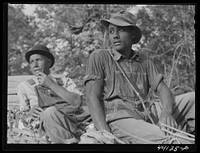 Mr. Frank Barnett and his son.  farmer near Scull Shoals who is part Cherokee Indian. Greene County, Georgia. Sourced from the Library of Congress.