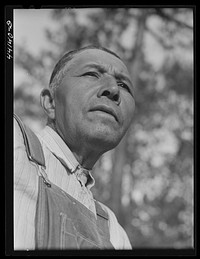 Mr. Frank Barnett, a  farmer who is part Cherokee Indian. Scull Shoals, Greene County, Georgia. Sourced from the Library of Congress.