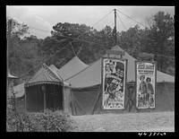 This movie tent opened with great expectations but closed down three days later for lack of attendance. At Kymulga, near Childersburg, Alabama. Kymulga is the closest village to the powder plant. Sourced from the Library of Congress.