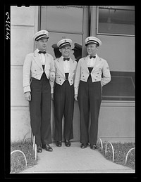 One of the airlines uses stewards, the other two use hostesses. Municipal airport, Washington, D.C.. Sourced from the Library of Congress.
