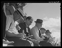 Spectators at the sulky races. Rutland Fair, Vermont. Sourced from the Library of Congress.
