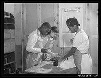 Christiansted, Saint Croix Island, Virgin Islands. Science class at the Chrisitansted high school. Sourced from the Library of Congress.