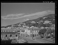 Charlotte Amalie, Saint Thomas Island, Virgin Islands. View down the main street from the Grand Hotel. Sourced from the Library of Congress.