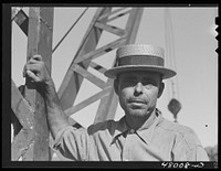 San Sebastian, Puerto Rico (vicinity). President of a FSA (Farm Security Administration) crane cooperative. There are thirteen members collectively using this crane for loading their sugar cane. Sourced from the Library of Congress.
