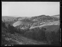 Hilly country with an occasional small farm in coal mining section of southern West Virginia. Sourced from the Library of Congress.