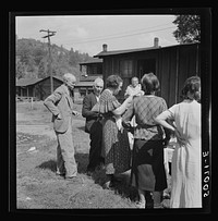 Sunday school picnic brought to abandoned mining town of Jere, West Virginia by neighboring parishioners. See 30036-M3. Sourced from the Library of Congress.