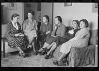 [Untitled photo, possibly related to: Board of directors of Jersey Homesteads consumers club, left to right, Mrs. Katzenellenbogen, Mr. Abraham Garber, Mrs. Boris Drasin, Mrs. Nathan Green, Mrs. Abe Lipsky, Mrs. Rudolph Olsen. Hightstown, New Jersey] by Russell Lee