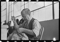 Sam Imber, tailor in cooperative garment factory, Jersey Homesteads, Hightstown, New Jersey by Russell Lee